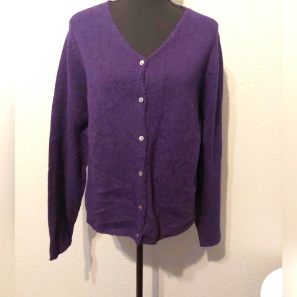 Charter Club Sweaters - New Charter club Purple cardigan 100% Lambswool Large